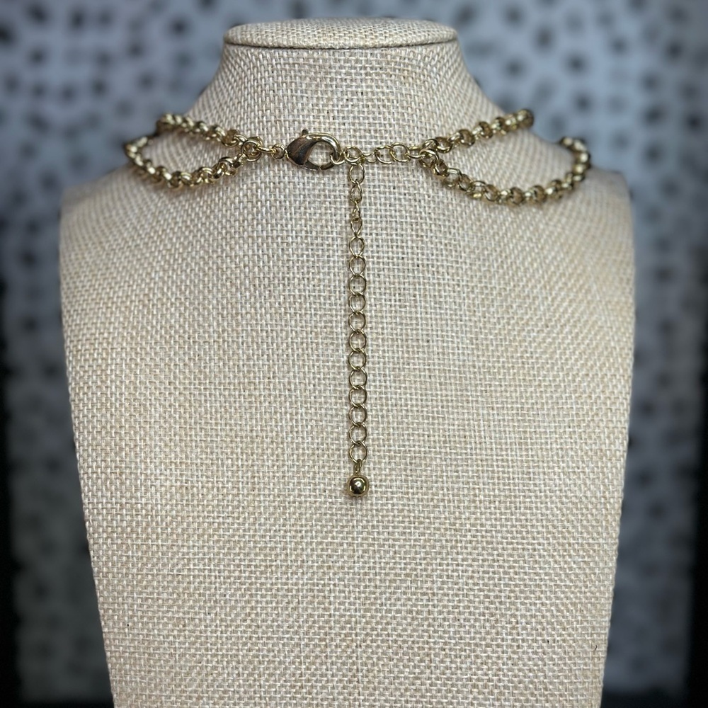 Double Layer Mixed Metals Gold Silver Medallion Adjustable Statement Necklace - Picture 4 of 4